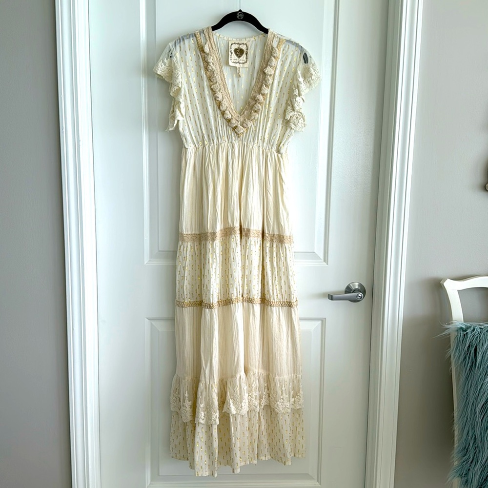 Cream Maxi Dress with Flowing Silhouette